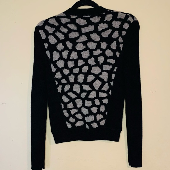 Diane Von Furstenberg Black / Granite Print Sweater Jacket - Picture 6 of 11
